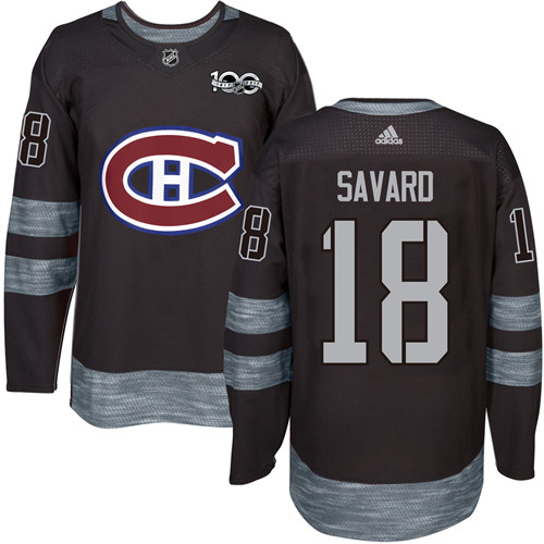 Adidas Canadiens #18 Serge Savard Black 1917-100th Anniversary Stitched NHL Jersey - Click Image to Close